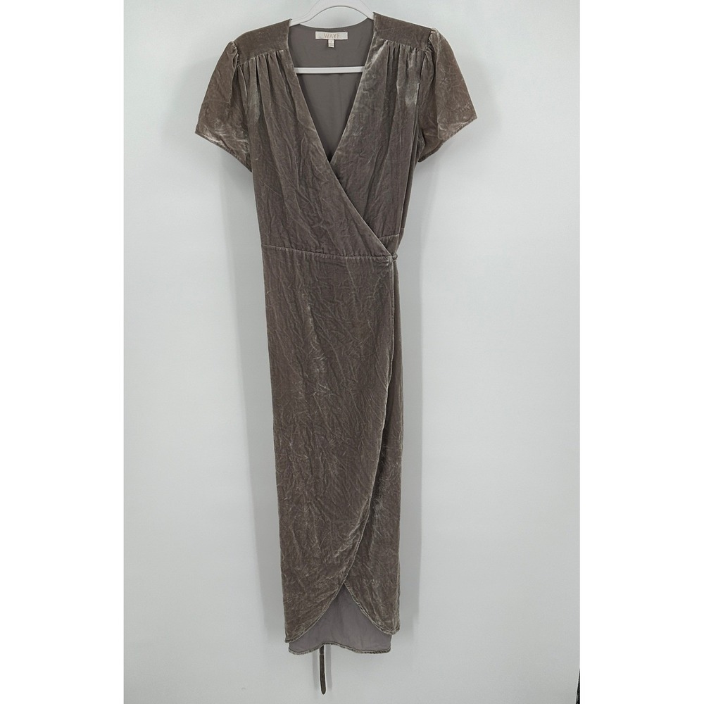 Women Whimsigoth Velvet Wrap Maxi Dress Size S Minimalist Romantic Luxe Cocktail